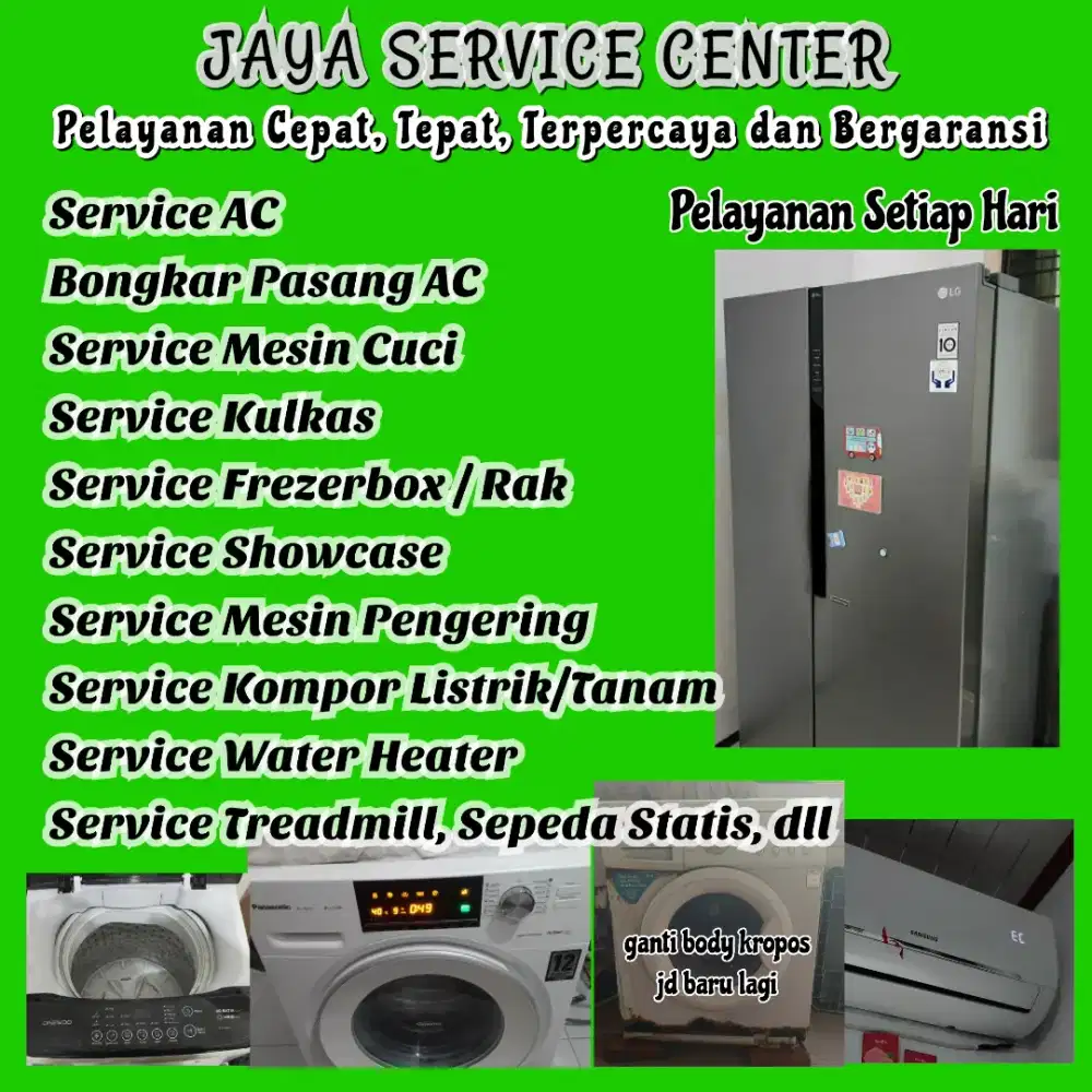Service Kulkas Frezer AC Mesin Cuci Bongkar Pasang AC Servis Treadmill