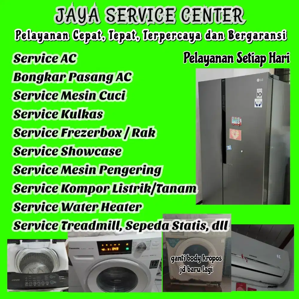 Service AC Kulkas Frezer Mesin Cuci Bongkar Pasang AC Servis Treadmill