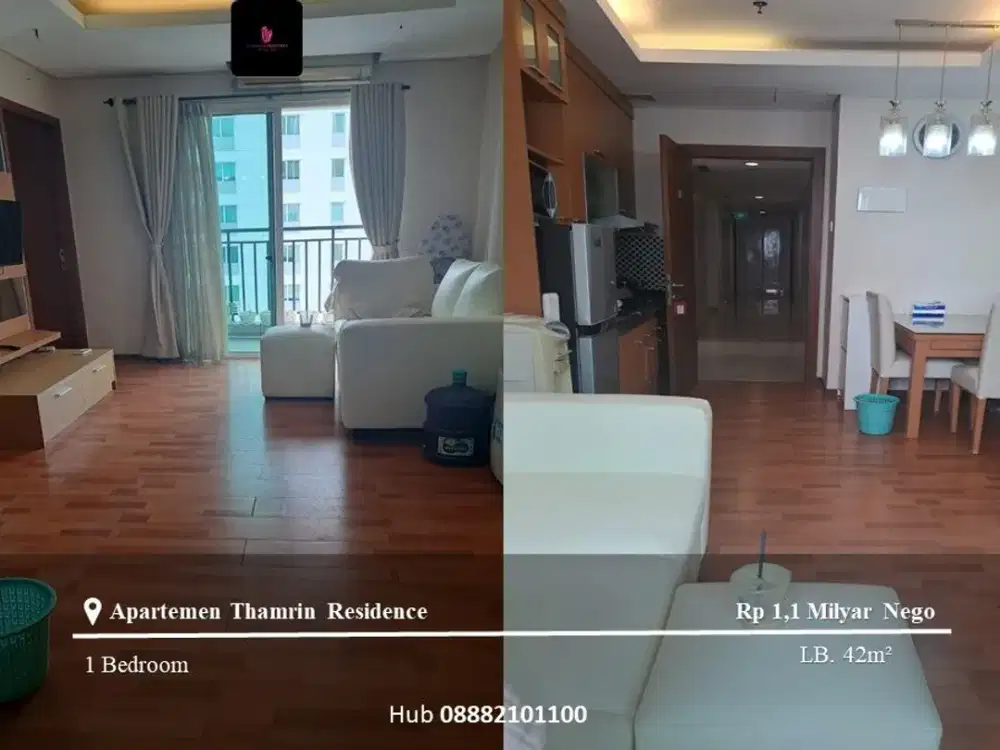 Dijual Apartement Thamrin Residence High Floor 1BR Full Furnished