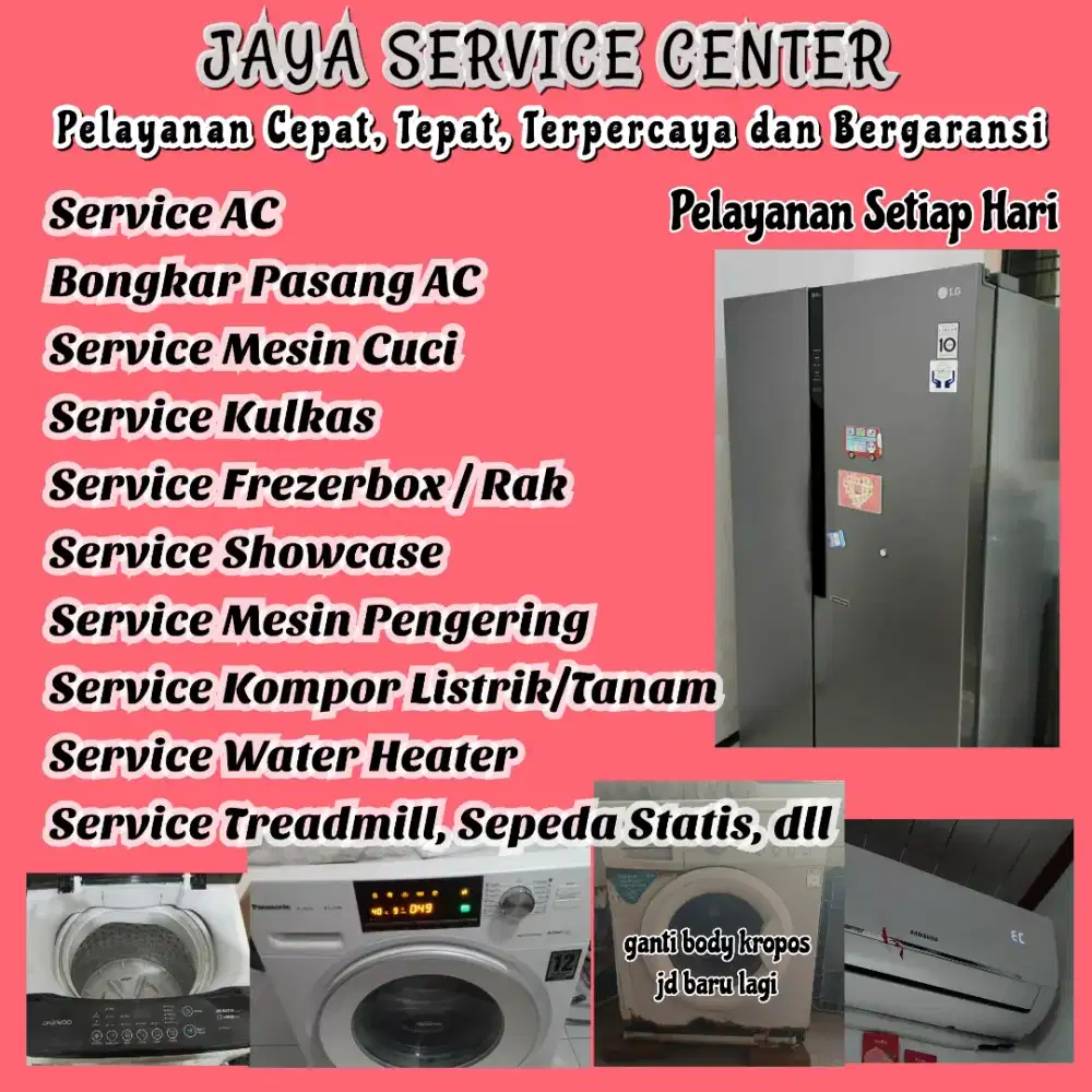 Service Mesin Cuci AC Kulkas Frezer Bongkar Pasang AC Servis Treadmill