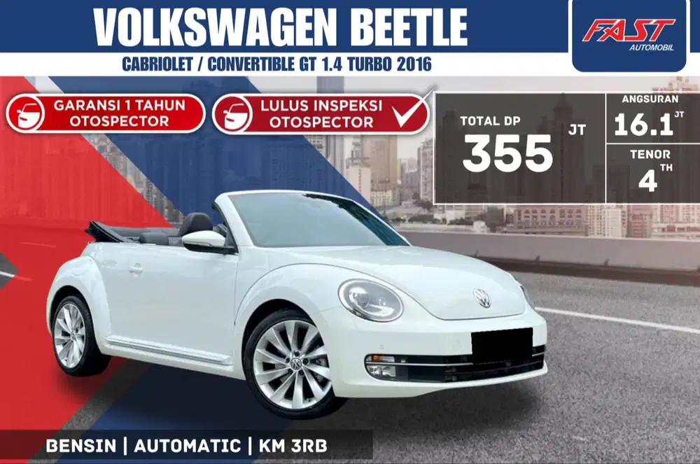 VW BEETLE 2016 CABRIOLET GT 1.4 TURBO LOW KM.3RB & PAJAK PANJANG