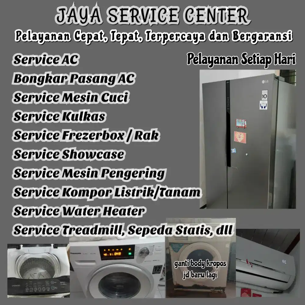 Service AC Kulkas Frezer Mesin Cuci Bongkar Pasang AC Servis Treadmill