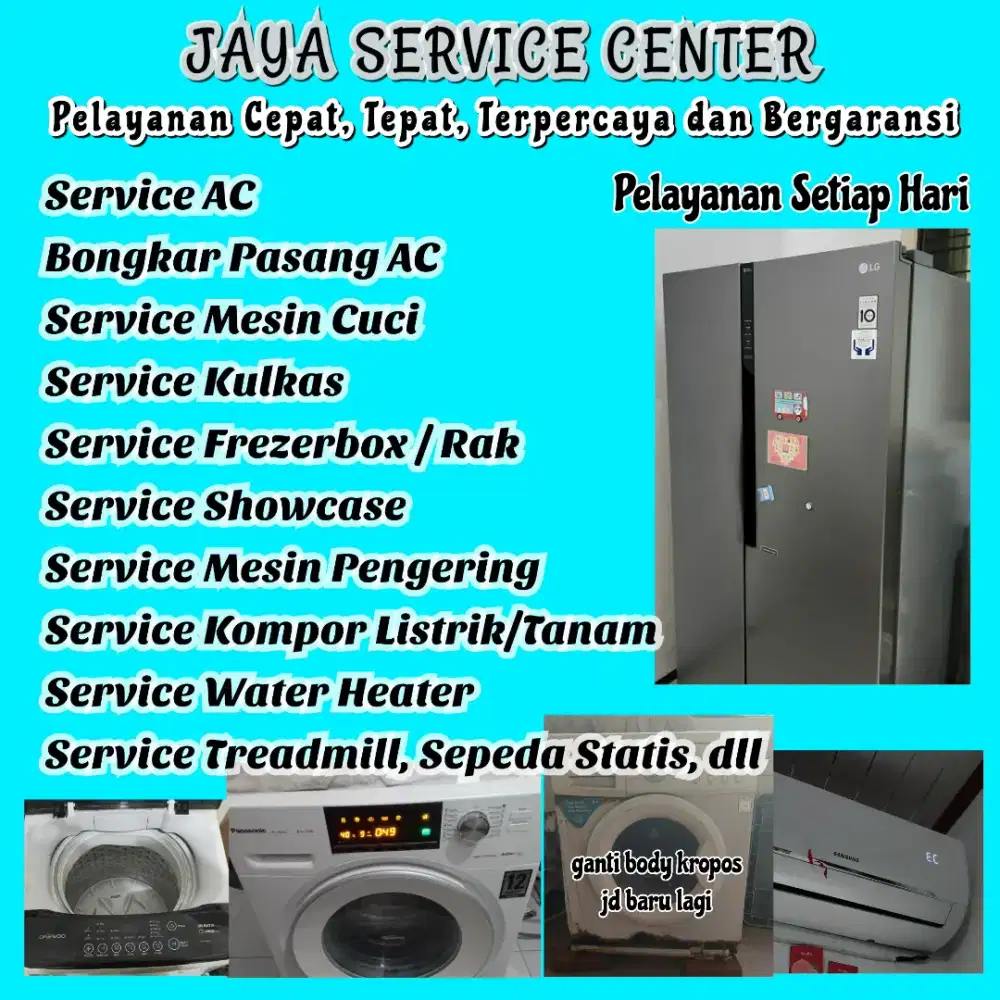 Service AC Kulkas Frezer Bongkar Pasang AC Servis Mesin Cuci Treadmill