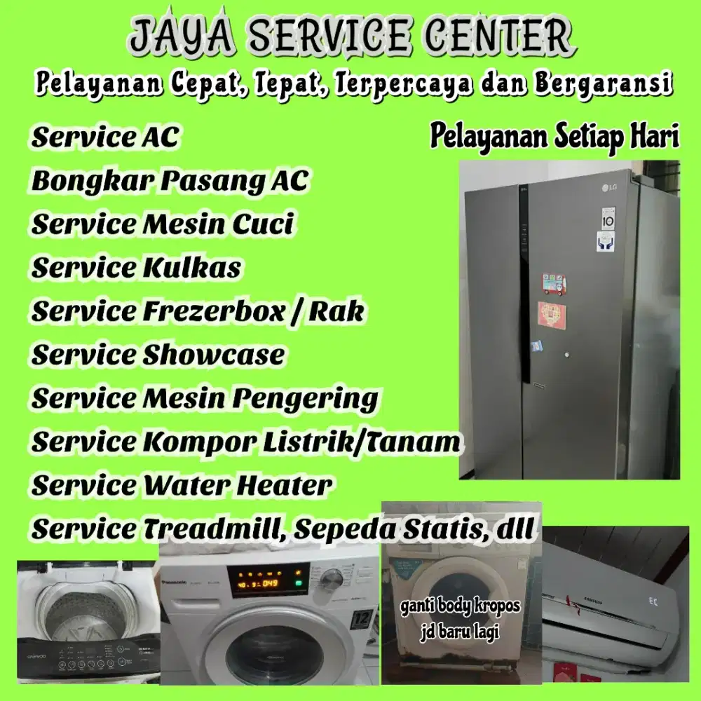 Service Kulkas AC Mesin Cuci Frezer Servis Treadmill Bongkar Pasang AC