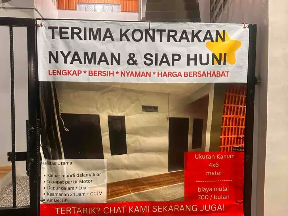 Disewa kontrakan per kamar mandi dalam dan dapur
