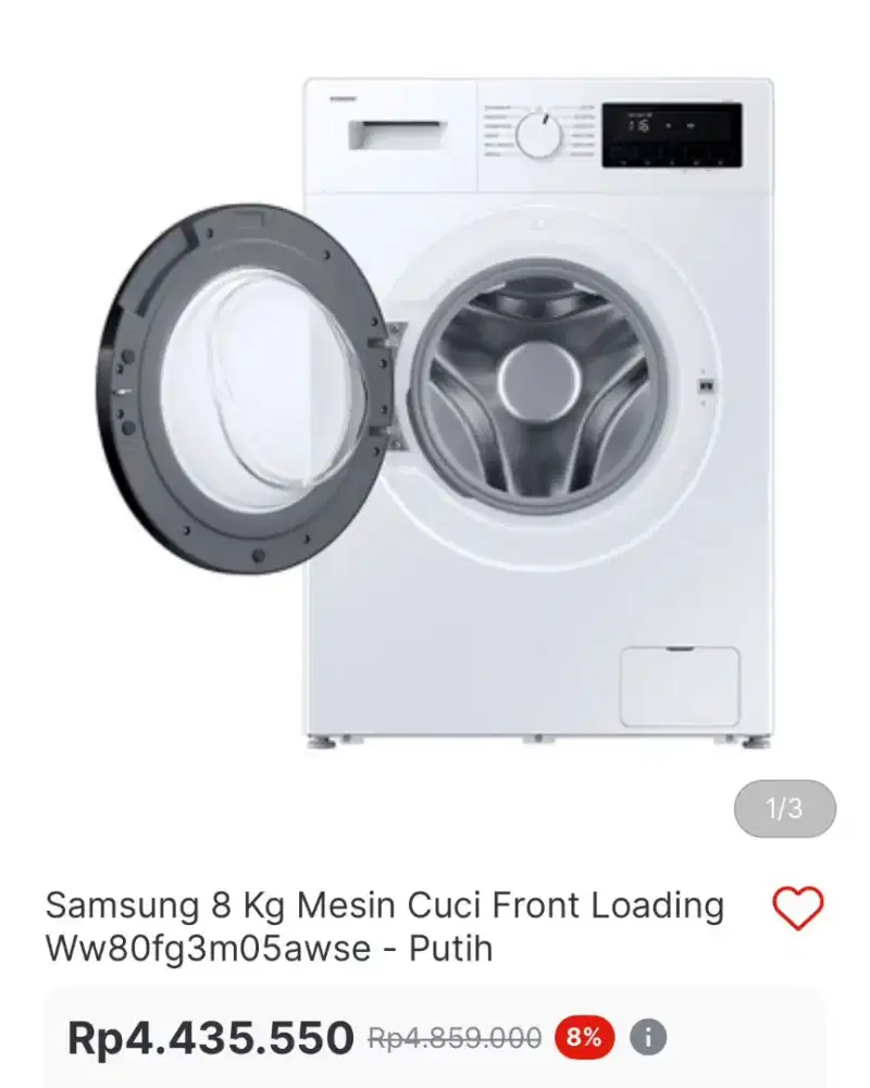 MESIN CUCI SAMSUNG FRONT LOADING WW80FG3M05AWSE 8KG