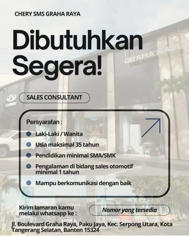Dibutuhkan Sales Consultant