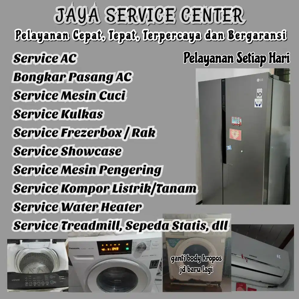 Service Kulkas AC Bongkar Pasang AC Servis Frezer Mesin Cuci Treadmill