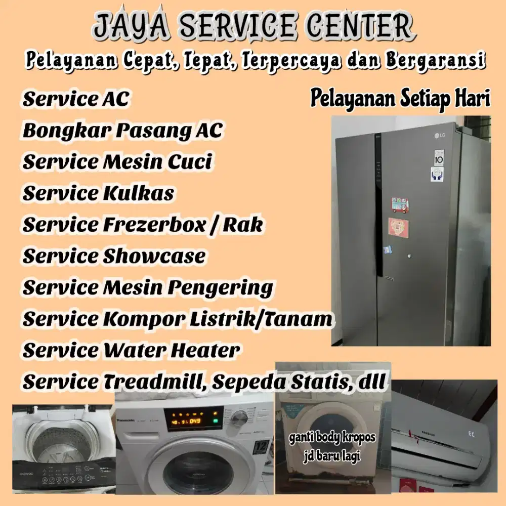 Service Mesin Cuci AC Bongkar Pasang Servis Kulkas Frezer Treadmill