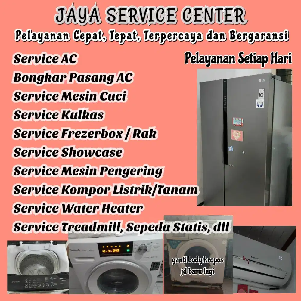 Service Kulkas Frezer Bongkar Pasang AC Servis AC Mesin Cuci Treadmill