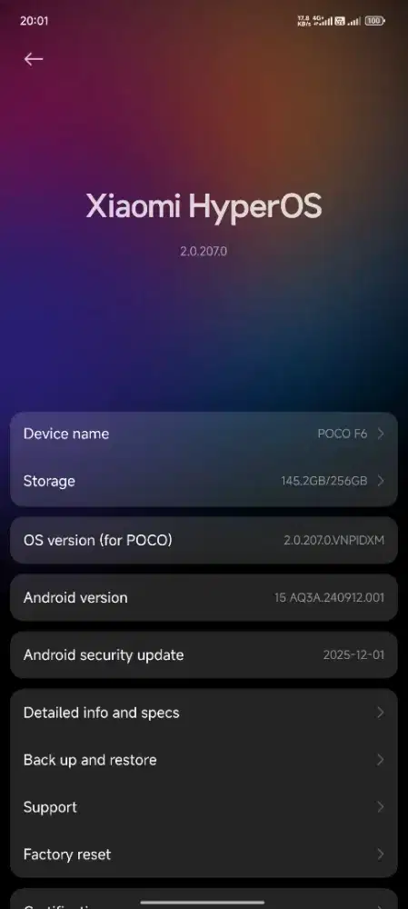 HP XIAOMI POCO F6 8/256