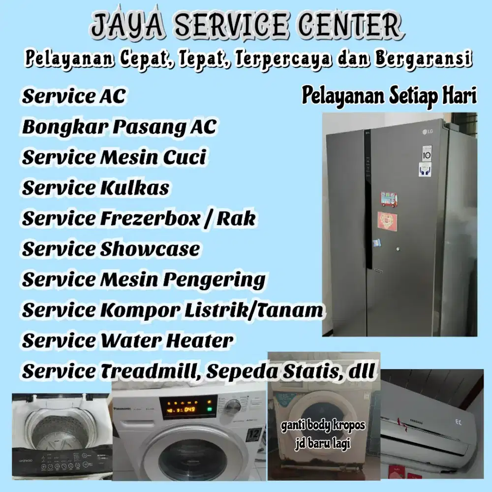 Service Kulkas Frezer Bongkar Pasang AC Servis AC Mesin Cuci Treadmill