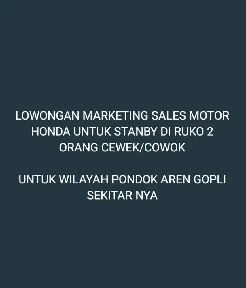 Sales Honda Stanby Di Pos
