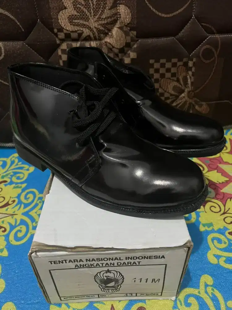 Sepatu PDH pantovel hitam kilap TNI & POLRI  sole anti slip