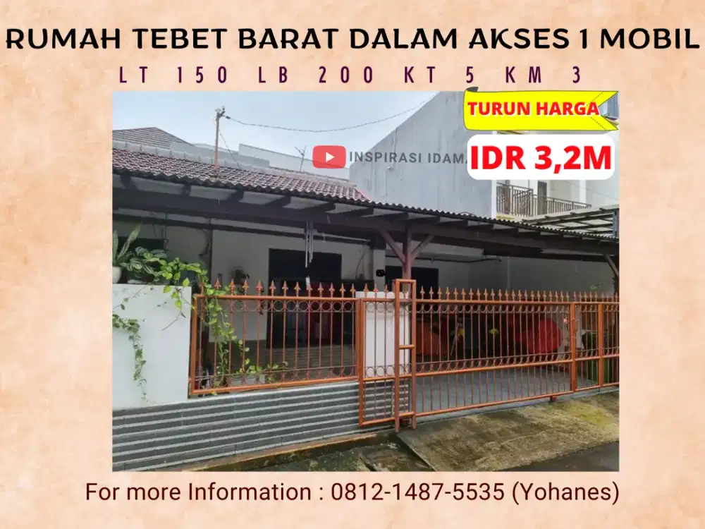 Strategis Rumah Komplek Tebet One Gate Security Garasi 2 Mobil
