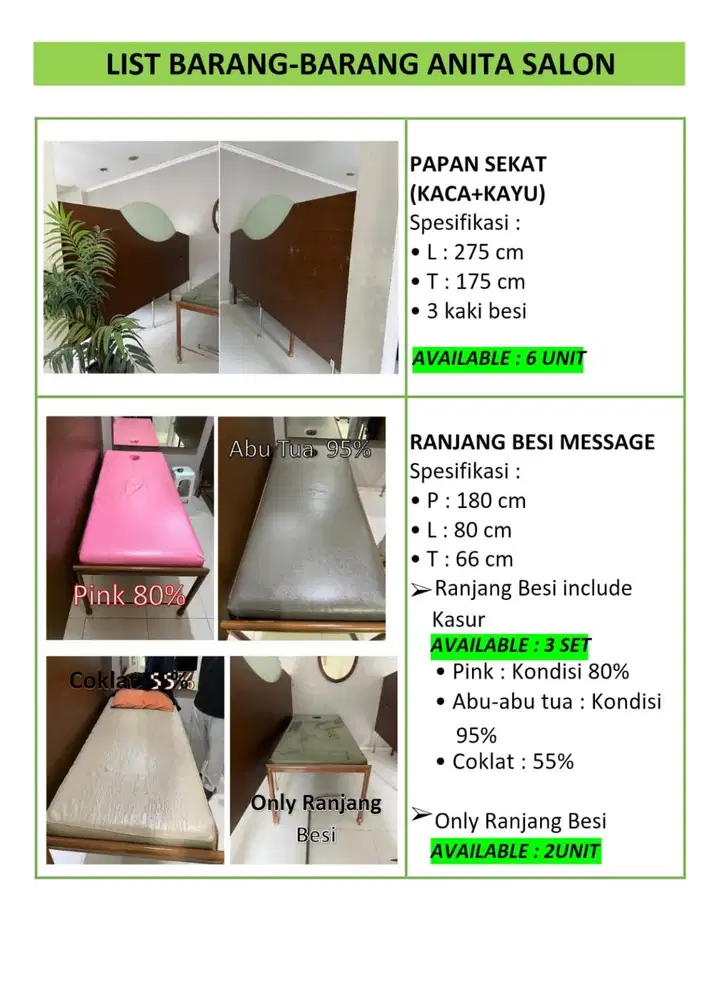 DIJUAL PERLENGKAPAN SALON