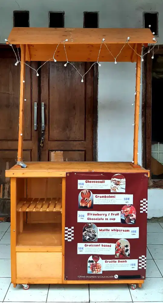 GEROBAK MINIMALIS KAYU JATI BELANDA SIAP JUALAN