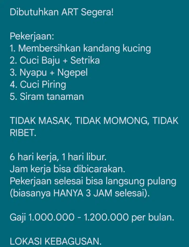 ART PRT Pembantu Rumah Tangga Asisten Rumah Tangga