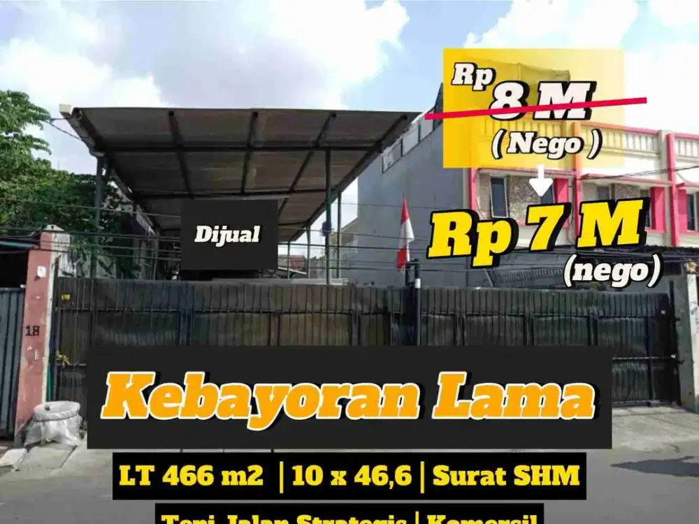 Jual Cepat Murah Tanah Komersil Tepi jalan di Kebayoran Lama Jakarta Selatan ✨

~ Lokasi strategis 3 Menit ke RS Eka Permata Hijau , 4 Menit ke ITC Permata Hijau, 8 Menit je Mall GandariaCity, 9 Menit ke Mall Senayan City, 10 Menit ke Perkantoran Senayan