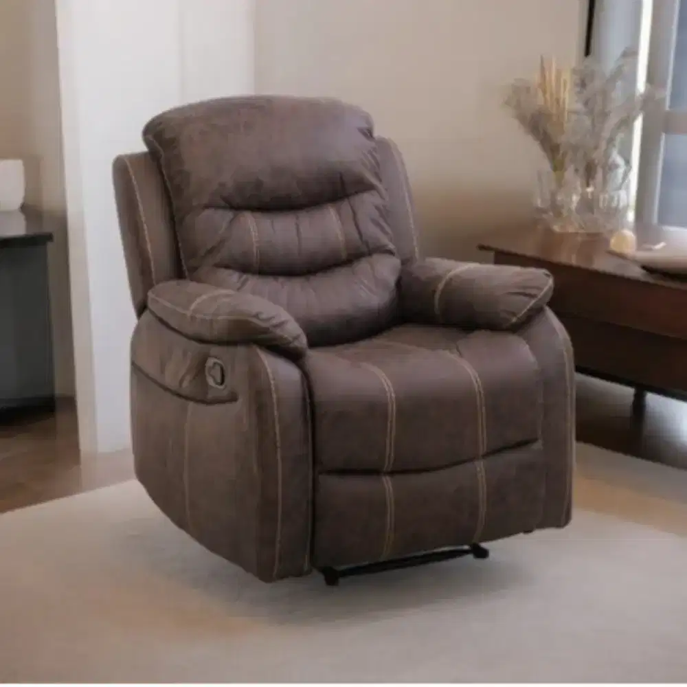 Selma Lalita Sofa Recliner Fabric 1 Seater -Cokelat