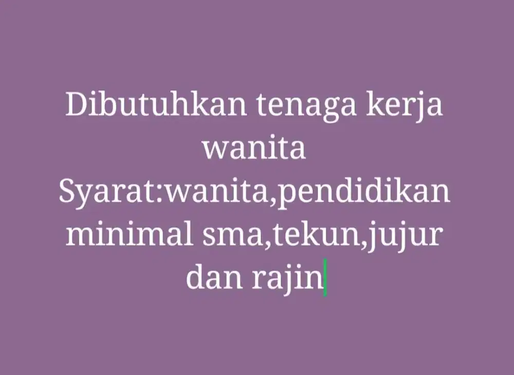 Lowongan pekerjaan wanita