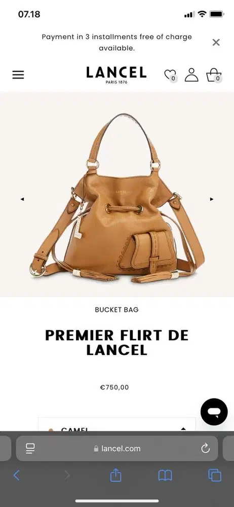 Tas Lancel bucket warna kuning