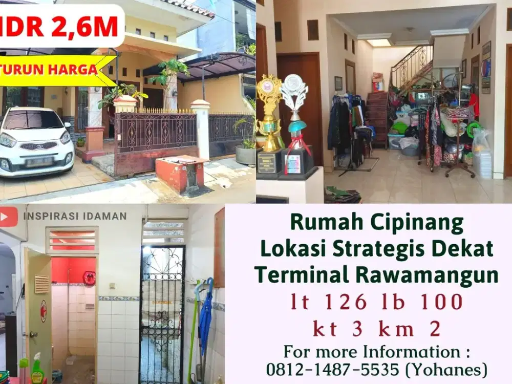 Rumah Cipinang akses 2 mobil lokasi Strategis Dekat Terminal Rawamangun