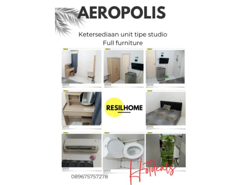 disewakan 1 tahun aeropolis studio apartemen neglasari Tangerang Banten aeropolis residence 3 seberang bandara Soekarno-Hatta termurah pertahun full furnished furniture lengkap