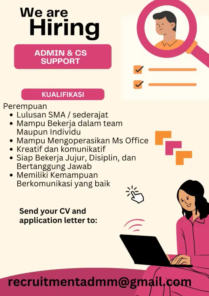 Lowongan Admin & CS Support