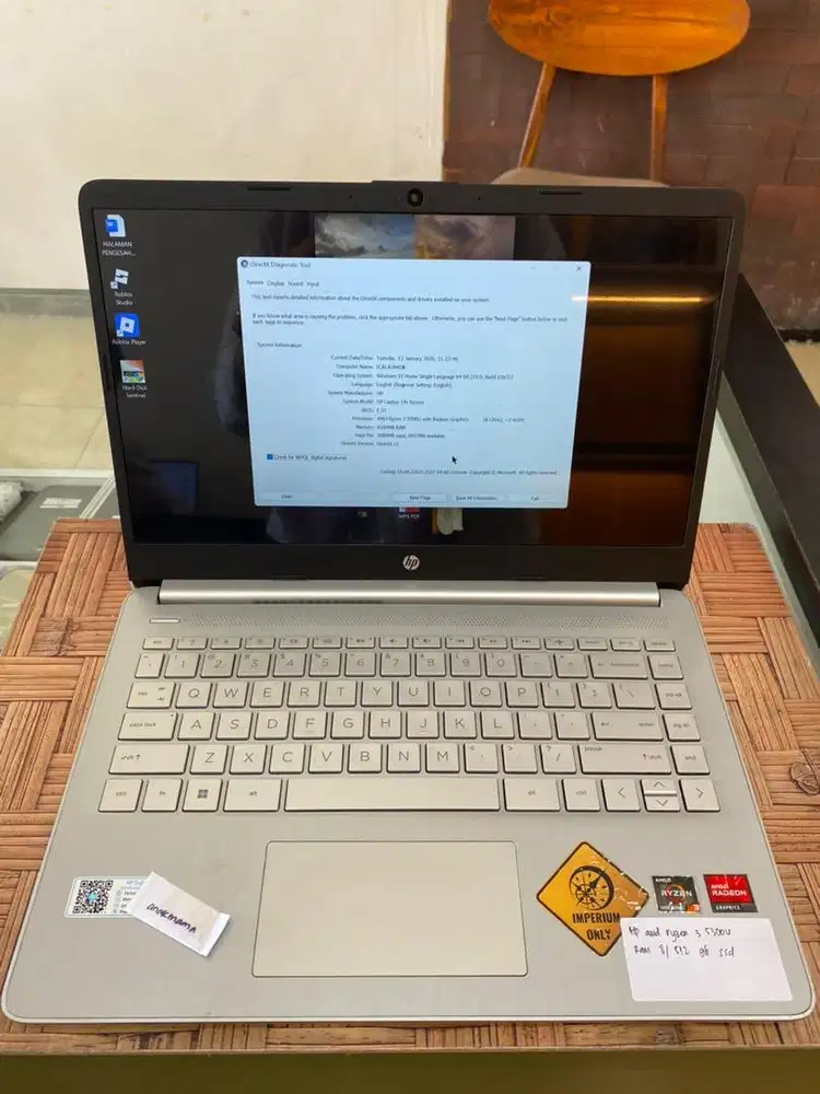 Hp amd ryzen 3 5300u ram 8/512 gb ssd