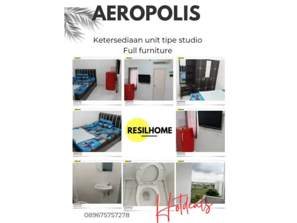 disewakan perbulan apartemen studio termurah aeropolis tangerang sebrang bandara Soekarno-Hatta Neglasari banten ar3 tower 3 lengkap furnished full furniture