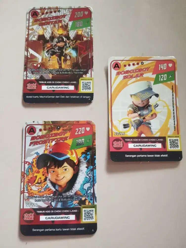 Kartu holo BoBoiBoy plus bonus 2 kartu biasa