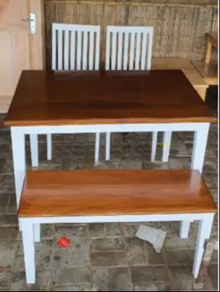 Meja Kursi Makan Kayu Bayur