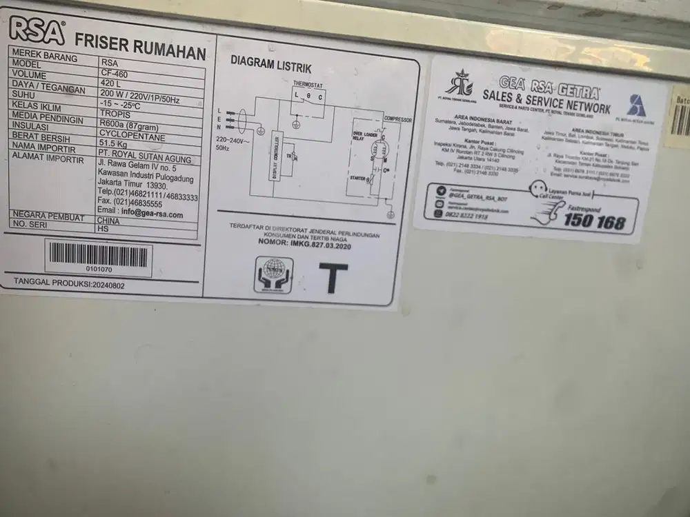 Di jual Freeze RSA 420L Nego Tipis
