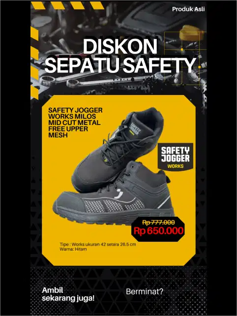 Safety Jogger Works Milos Mid Cut Metal Free – Original Size 42