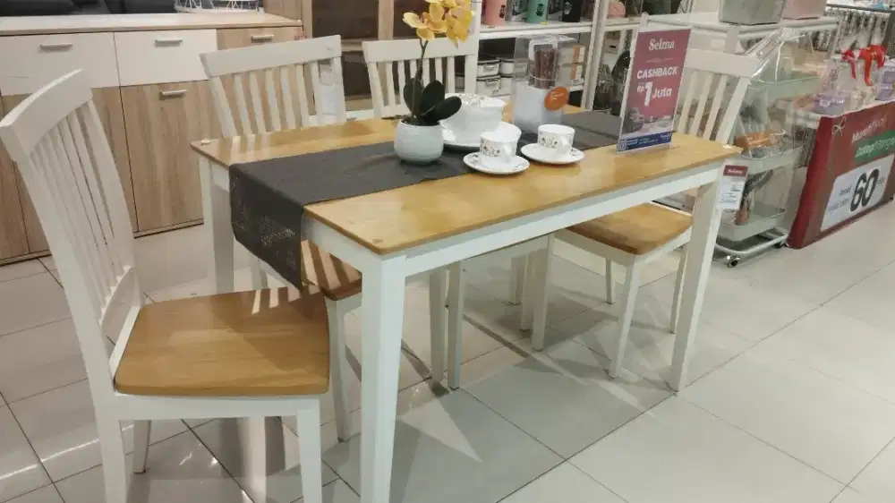 YUMA DINNING SET (1+4) OAK WHITE