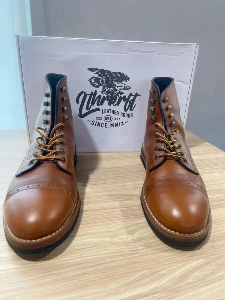 LTHRKRFT - Sepatu Boots Cap Toe Kulit Asli
