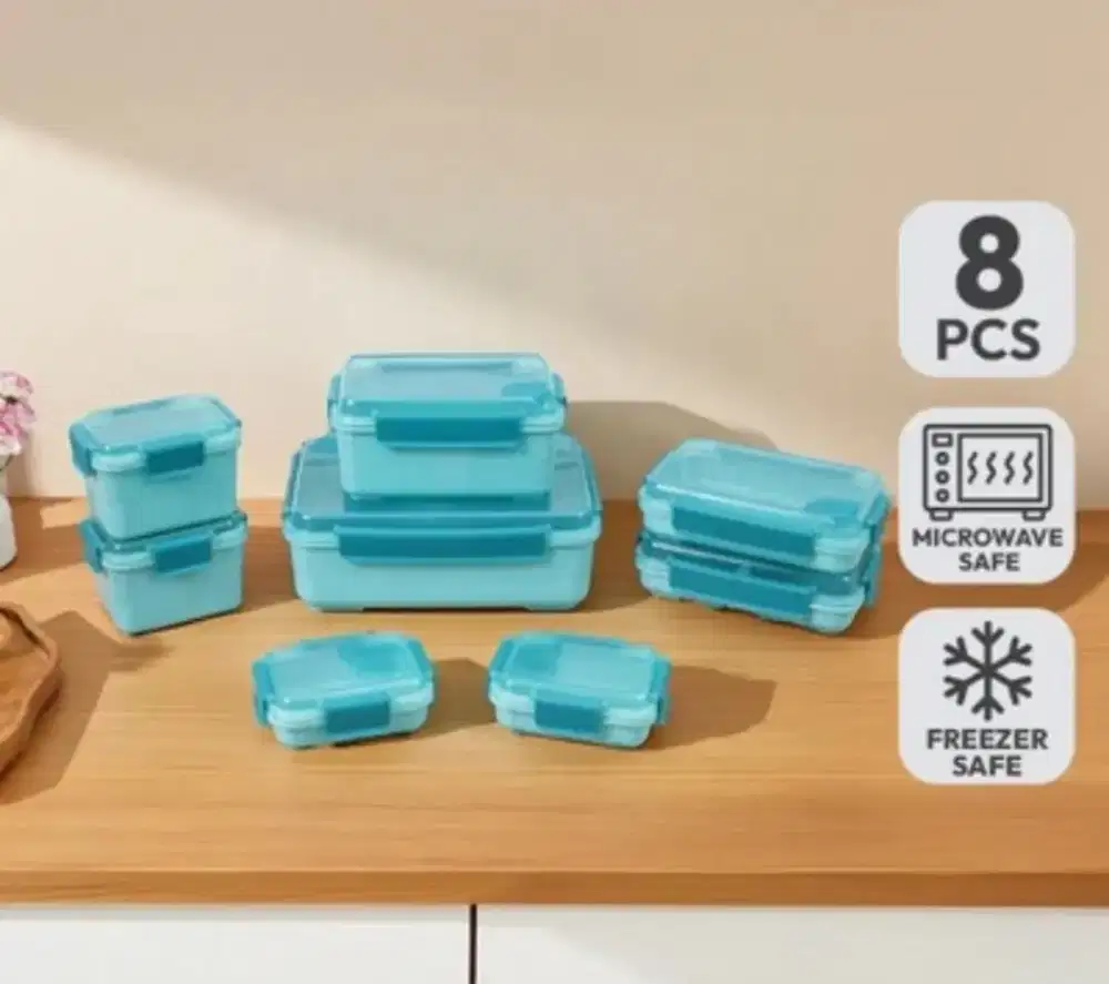 Wadah Makanan Clip Lock Two Tone Set 8 Pcs Picas 10609441