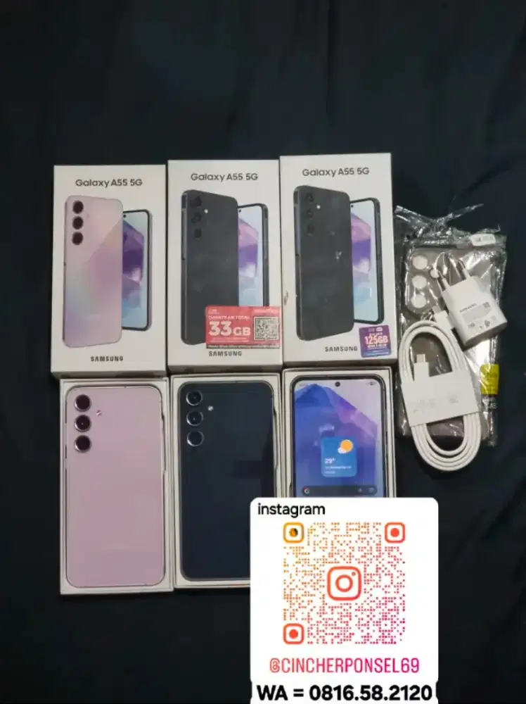 Jual hp samsung A55 8/256 5g istimewa grns likenew free ADAPTOR