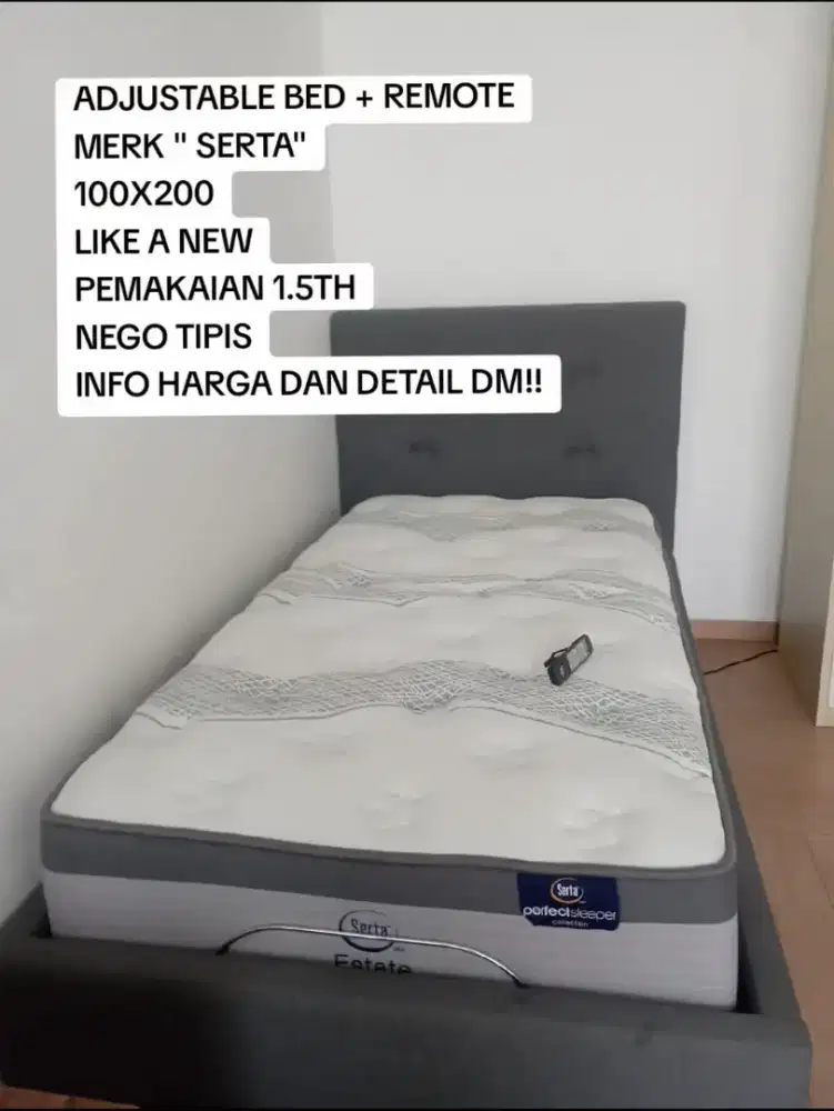 Adjustable bed with remote/like a new/serta 100x200/boleh nego