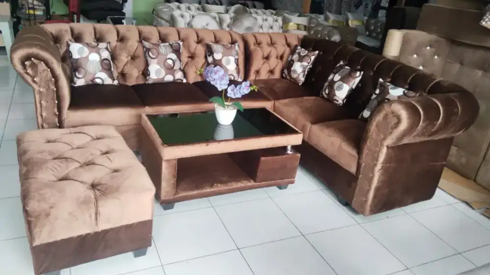 Sofa sudut turki cokelat