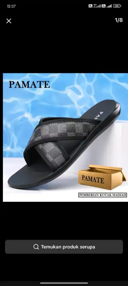 Jual sandal pria pamate warna hitam. Ukuran 41. Baru