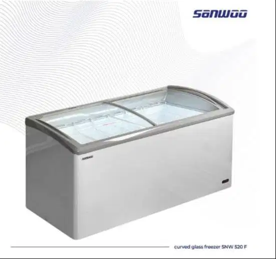 Freezer Sanwoo Sliding Curved SNW 520F / Freezer Kaca 500 Liter