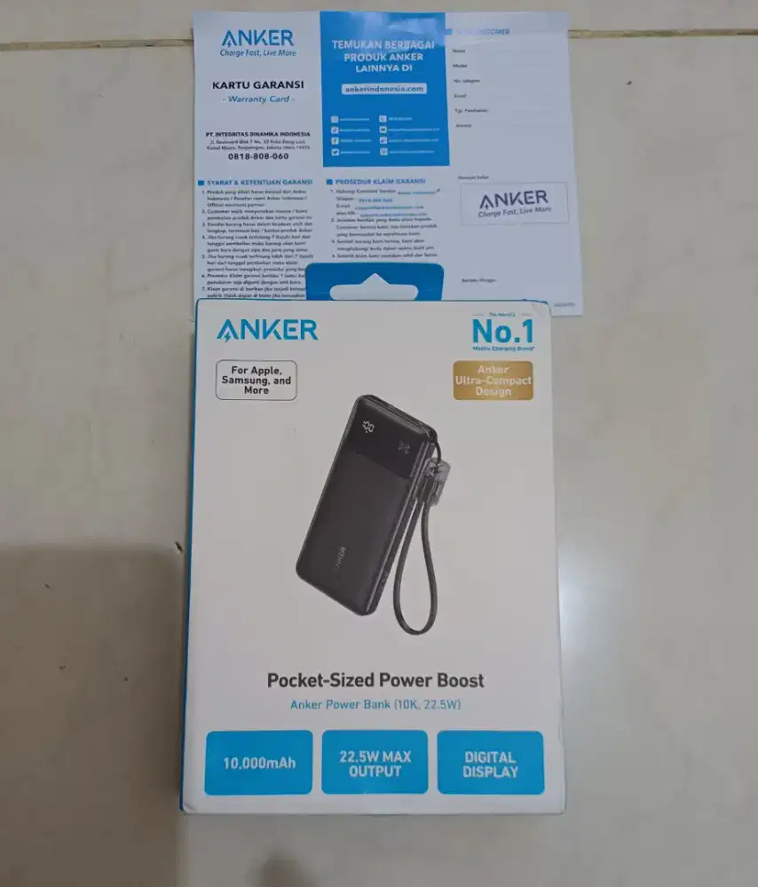 ANKER PowerBank A1388 - 10000 mAh / 22,5 W - Hitam ( 100% BARU & ORI )