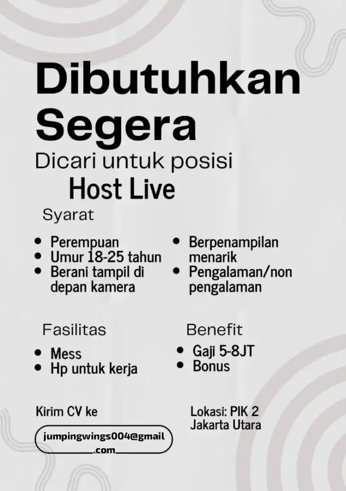 LOWONGAN KERJA HOST LIVE