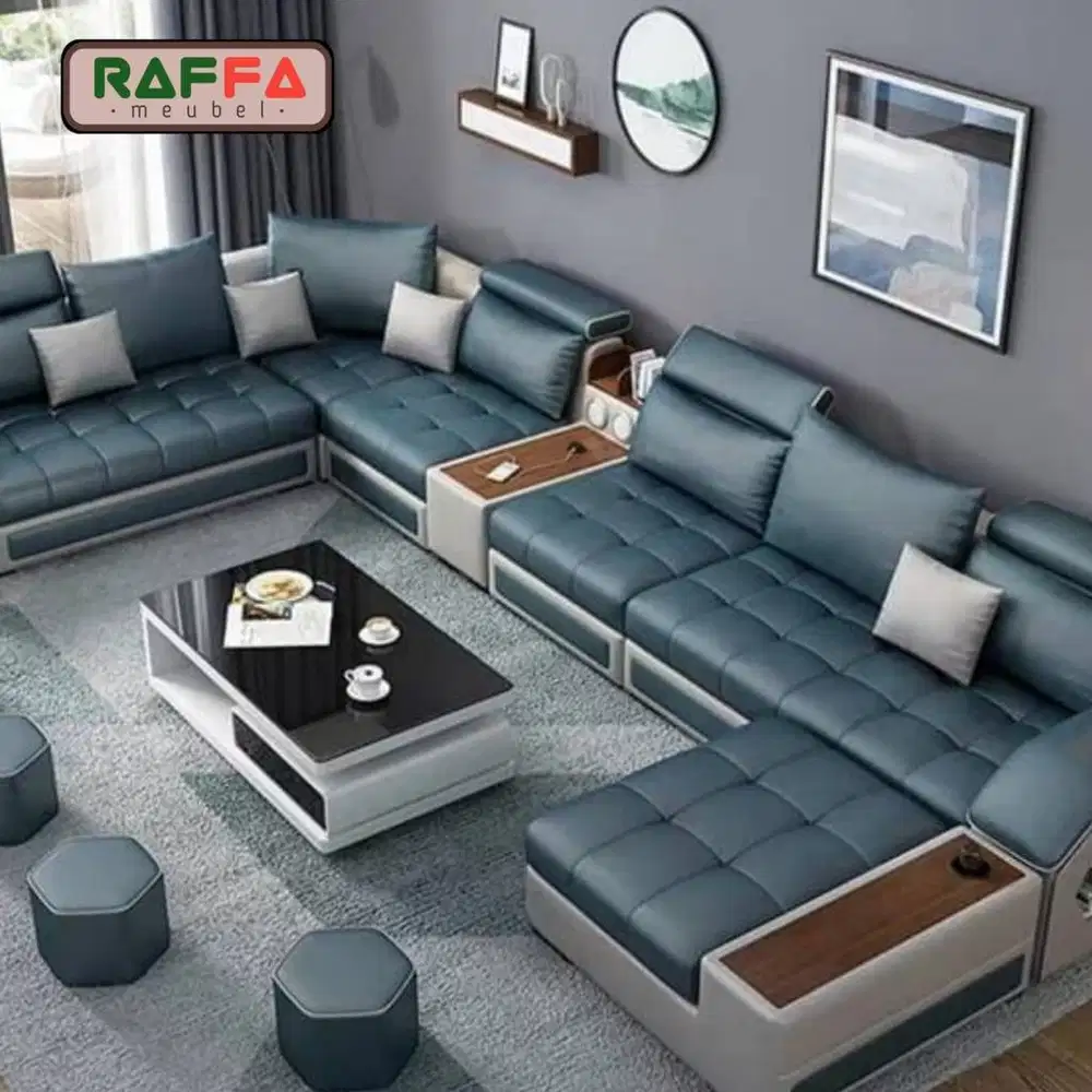 Sofa Leter U - Sofa Tamu/Keluarga - Bebas Kombinasi Warna -Sofa Kulit