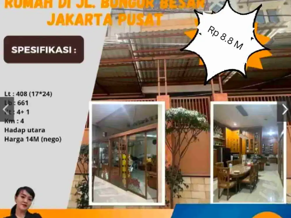 Jual Cepat Rumah Di Jl. Bungur Besar Jakarta Pusat
