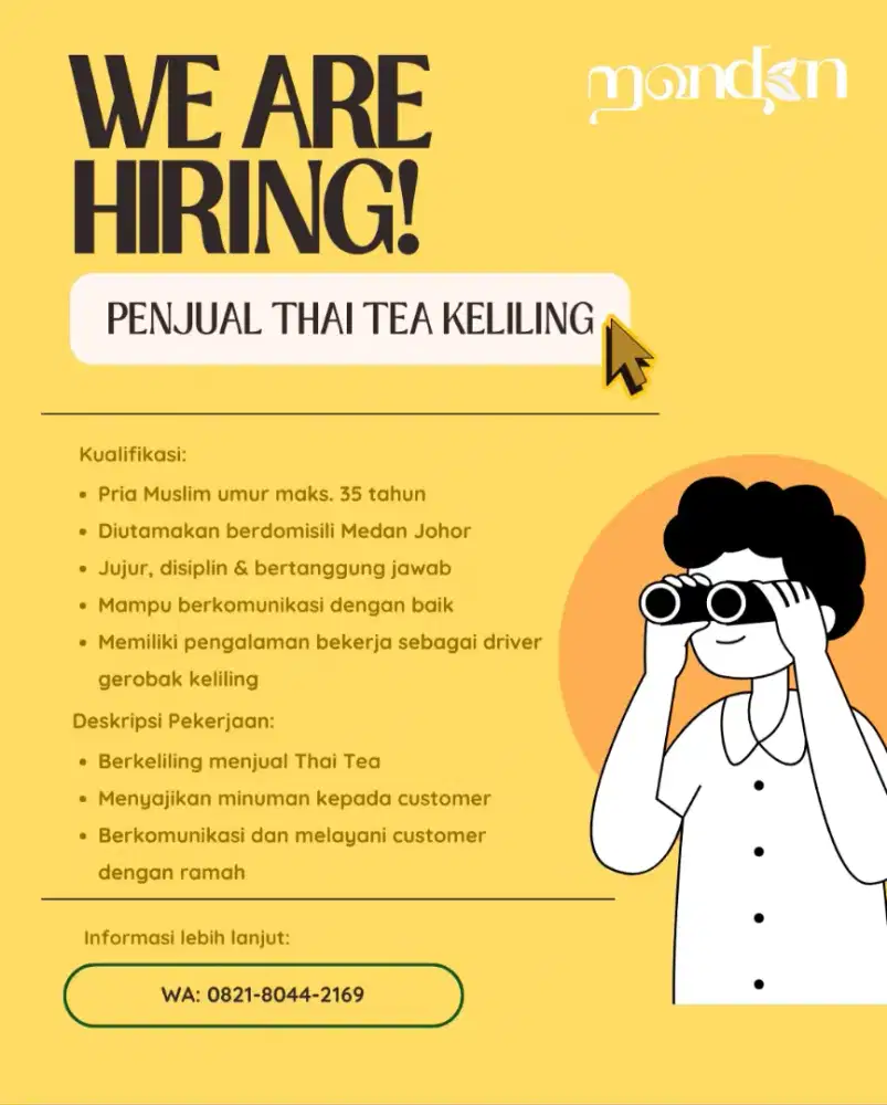 Dibutuhkan driver thaitea keliling