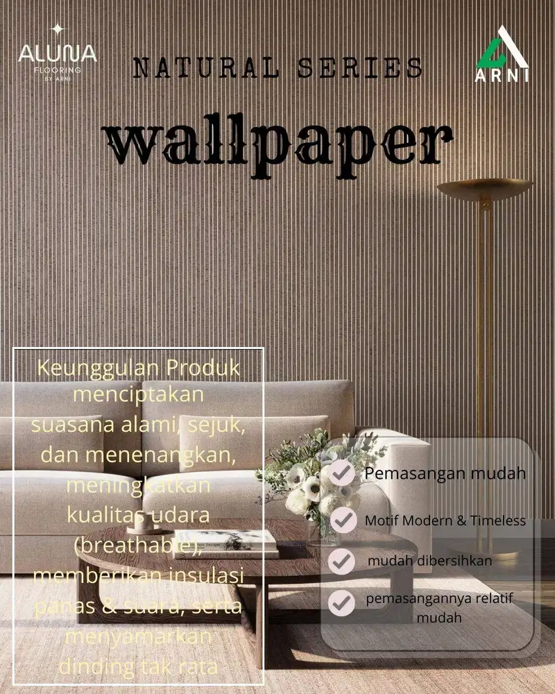 WallPaper Dinding Natural Ukuran 1,06 x 15m | WallPaper Polos Elegant