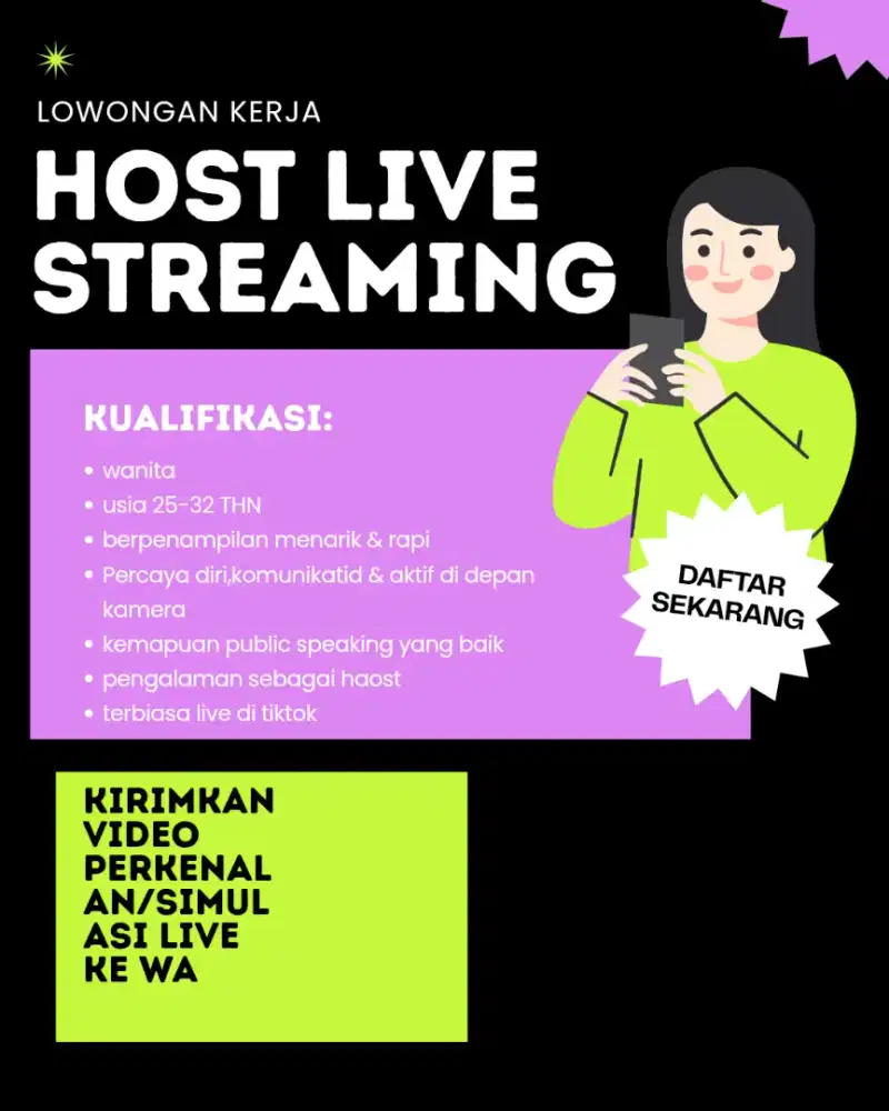 Dibutuhkan segera host live streaming